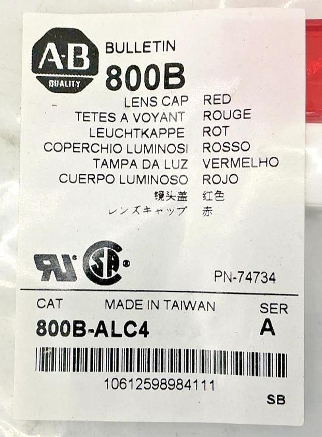 Lot of 4 New Allen Bradley 800B-ALC4 Ser A Lens Cap Red