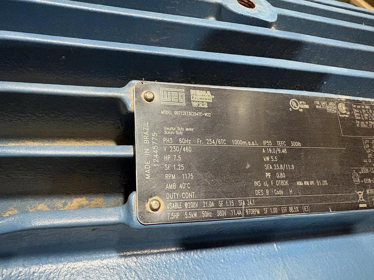 New WEG 00712ET3E254TC-W22 7.5HP TEFC Motor 230/460V 1200rpm 254/6TC Frame