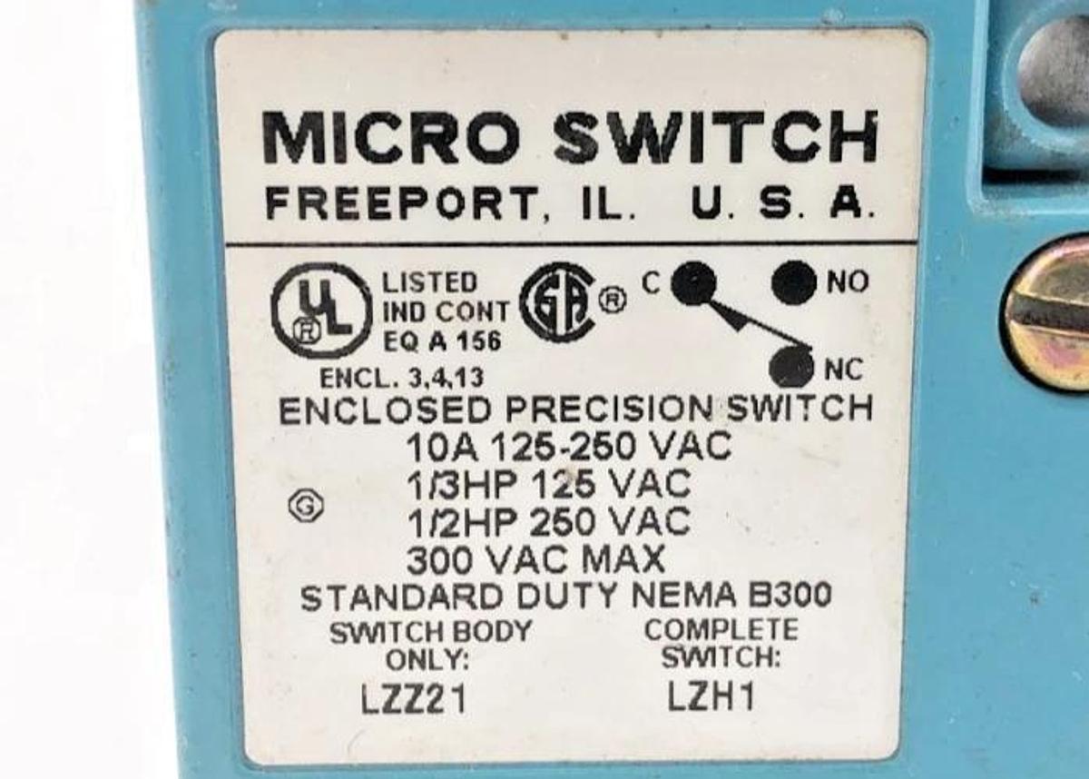 New Honeywell Microswitch LZH1 Side Plunger Limit Switch10A 125-250VAC - No Box