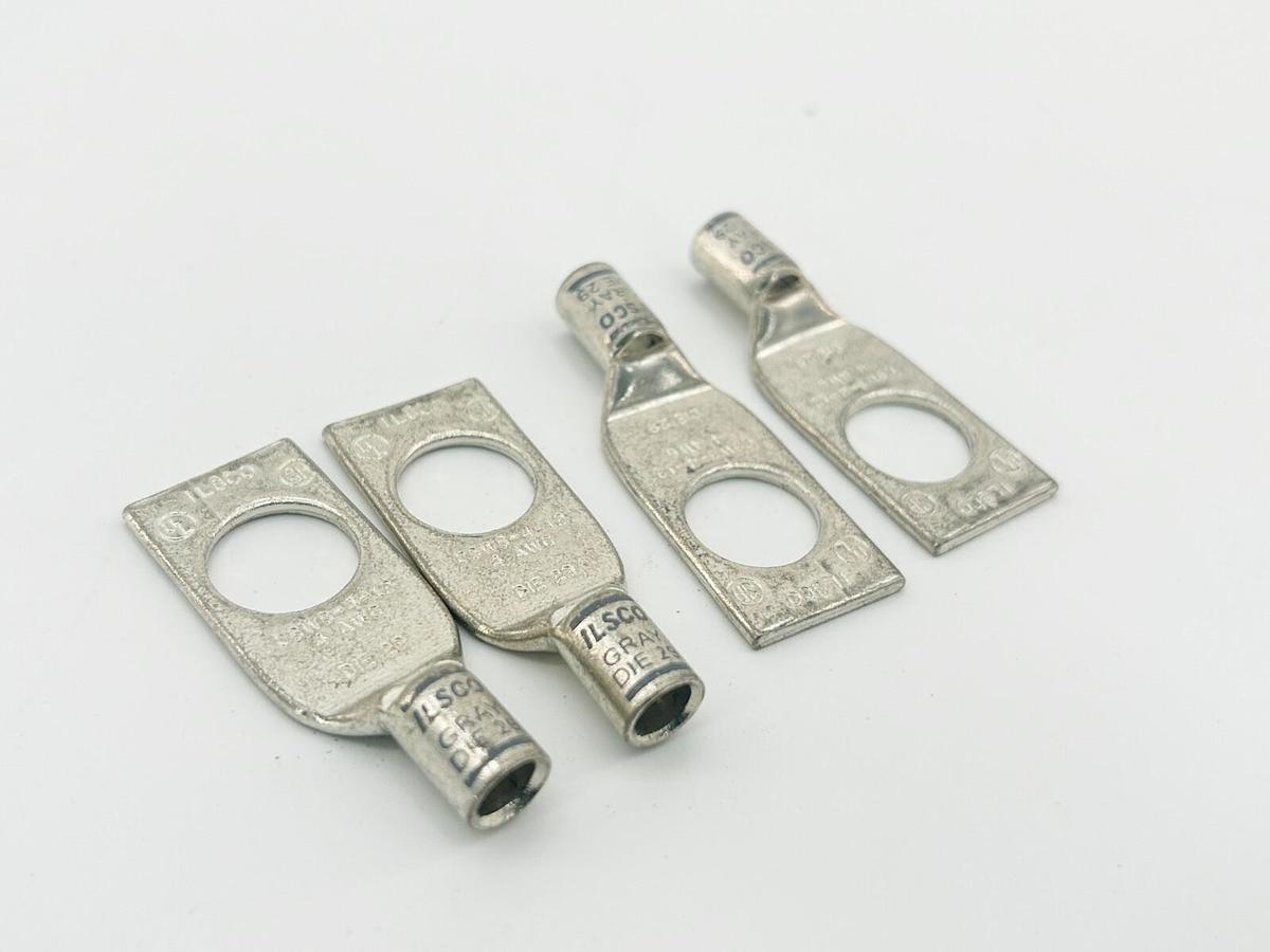 New Lot of 4 Ilsco CSWS-4-12 Copper Compression Lug 4 AWG 9/16