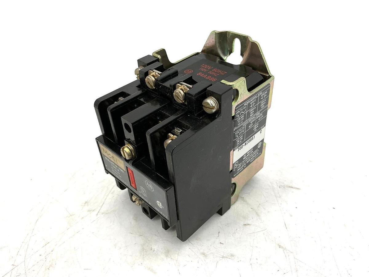 Used Allen Bradley 700-N200A1 Ser C AC Control Relay Type N 110/120V 50/60HZ