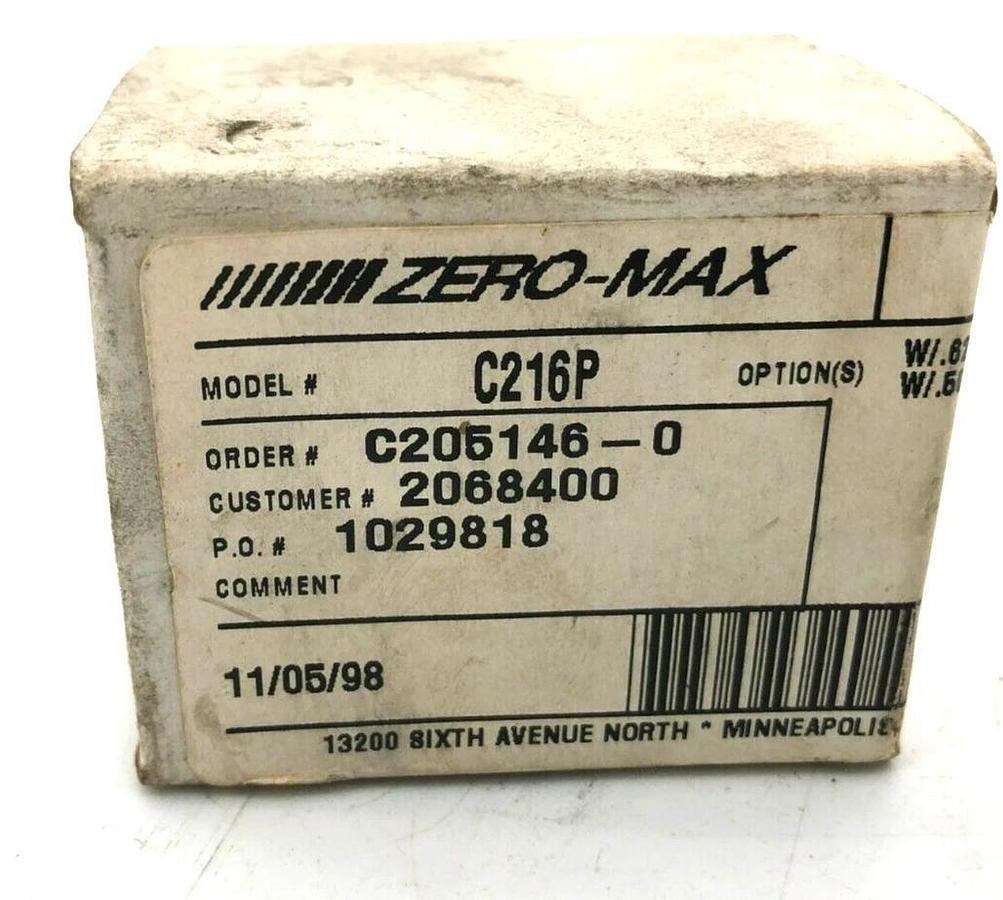 New Zero-Max C216P Control Flex Coupling .625" & .500" Clamped Bores 5/8" x 1/2"