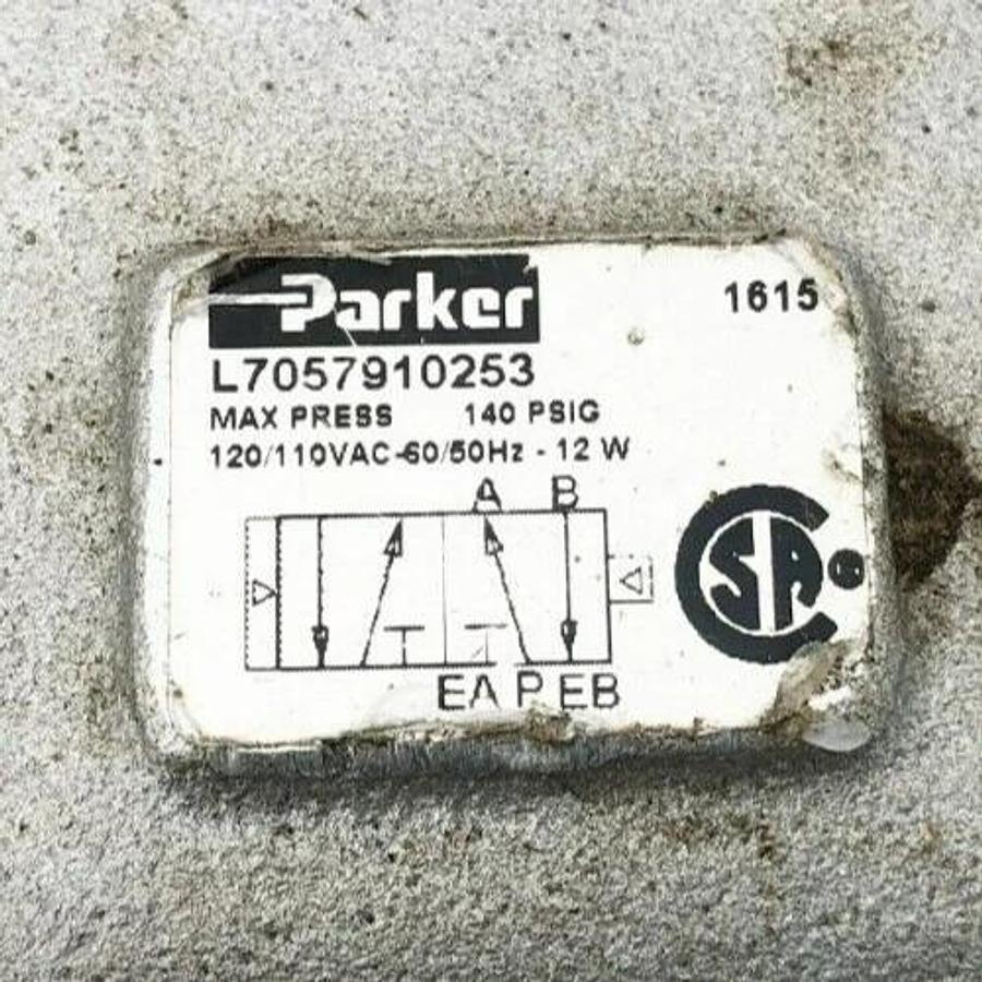 Used Parker L7057910253 Solenoid Valve 110-120V 50-60Hz 140psig