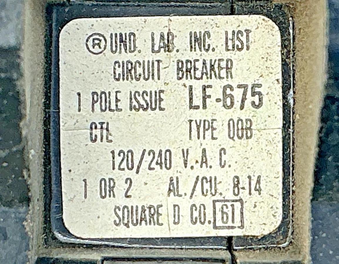 Used Lot of 5 Square D QOB120 Circuit Breaker 1-Pole 20A 120/240V