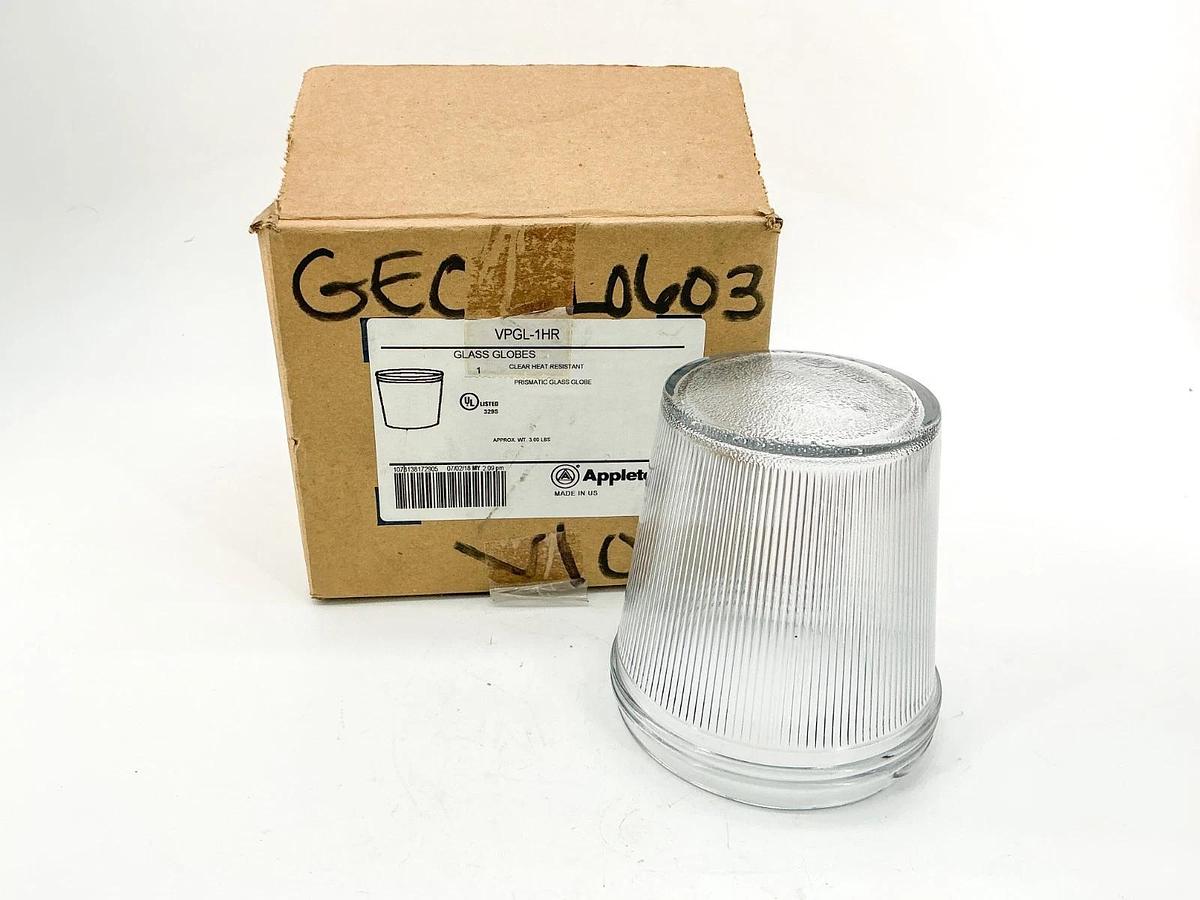 New Emerson Appleton VPGL-1HR Prismatic Glass Globe Clear Heat Resistant