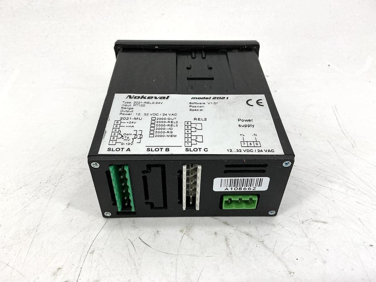 Used Nokeval 2021-REL2-24V Panelmeter Temp Sensor Model 2021 12/32VDC 24VAC