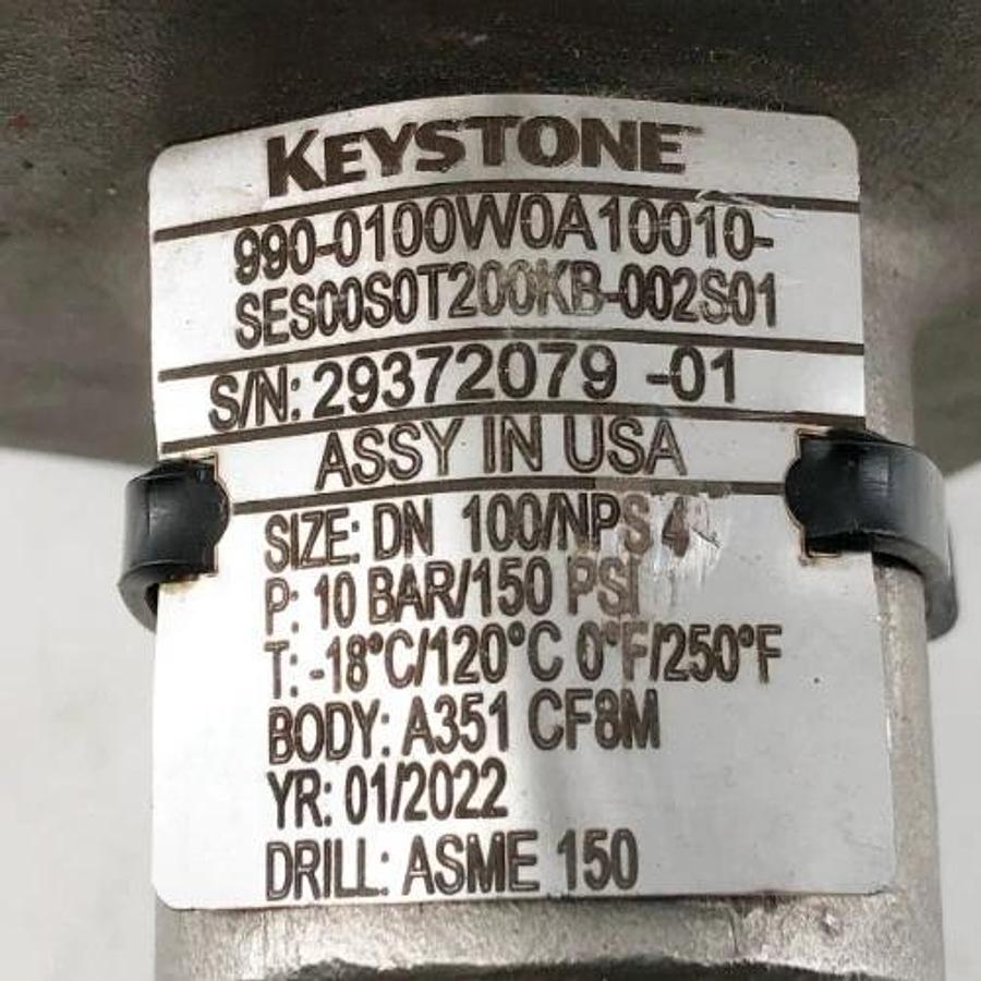 New Keystone 990-0100W0A10010-SES00S0T200KB-002S01 Butterfly Valve 4" - No Box