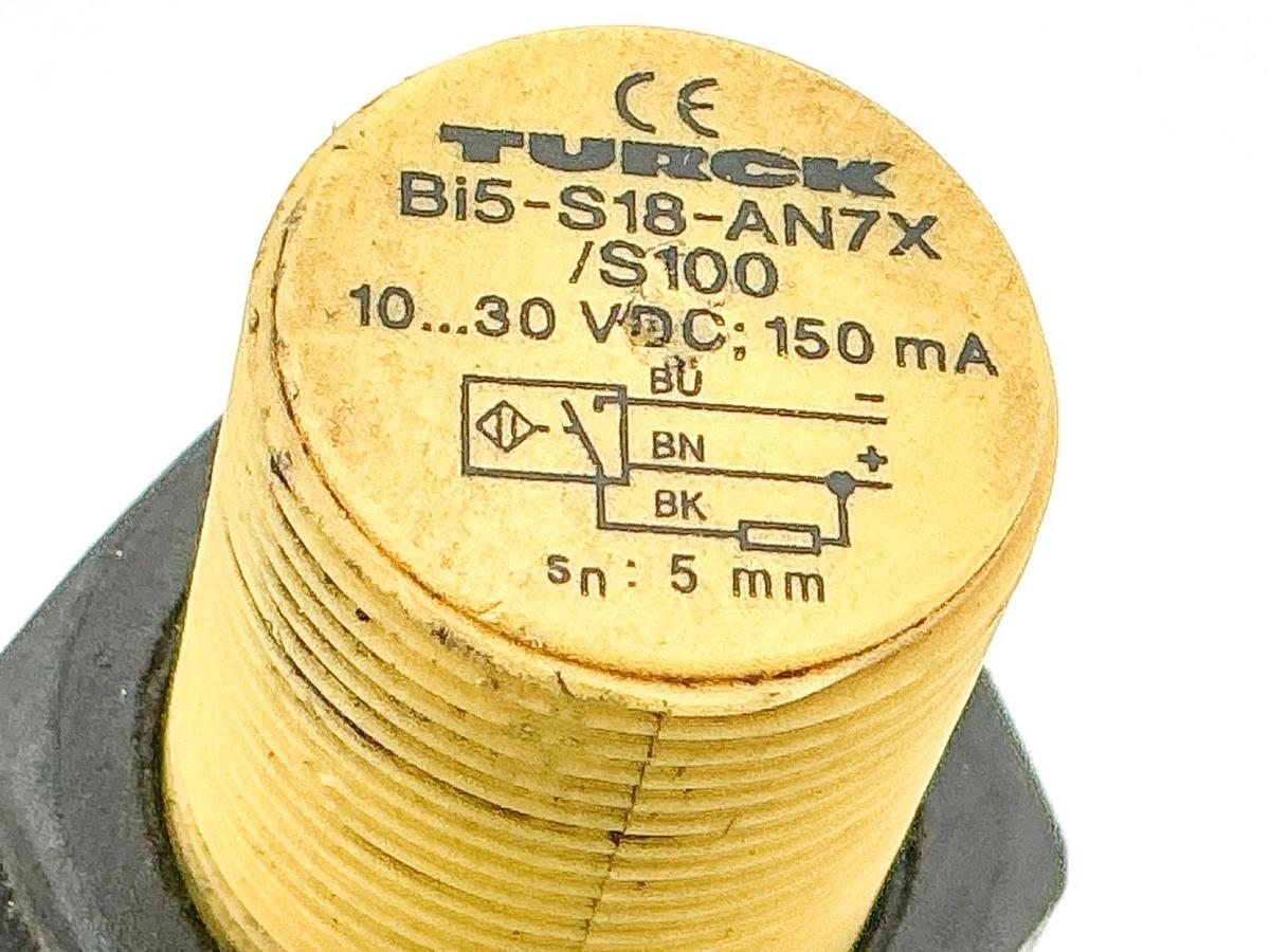 Used Turck BI5-S18-AN7X/S100 Inductive Sensor 10-30VDC 3 Wire 17734 - No Box