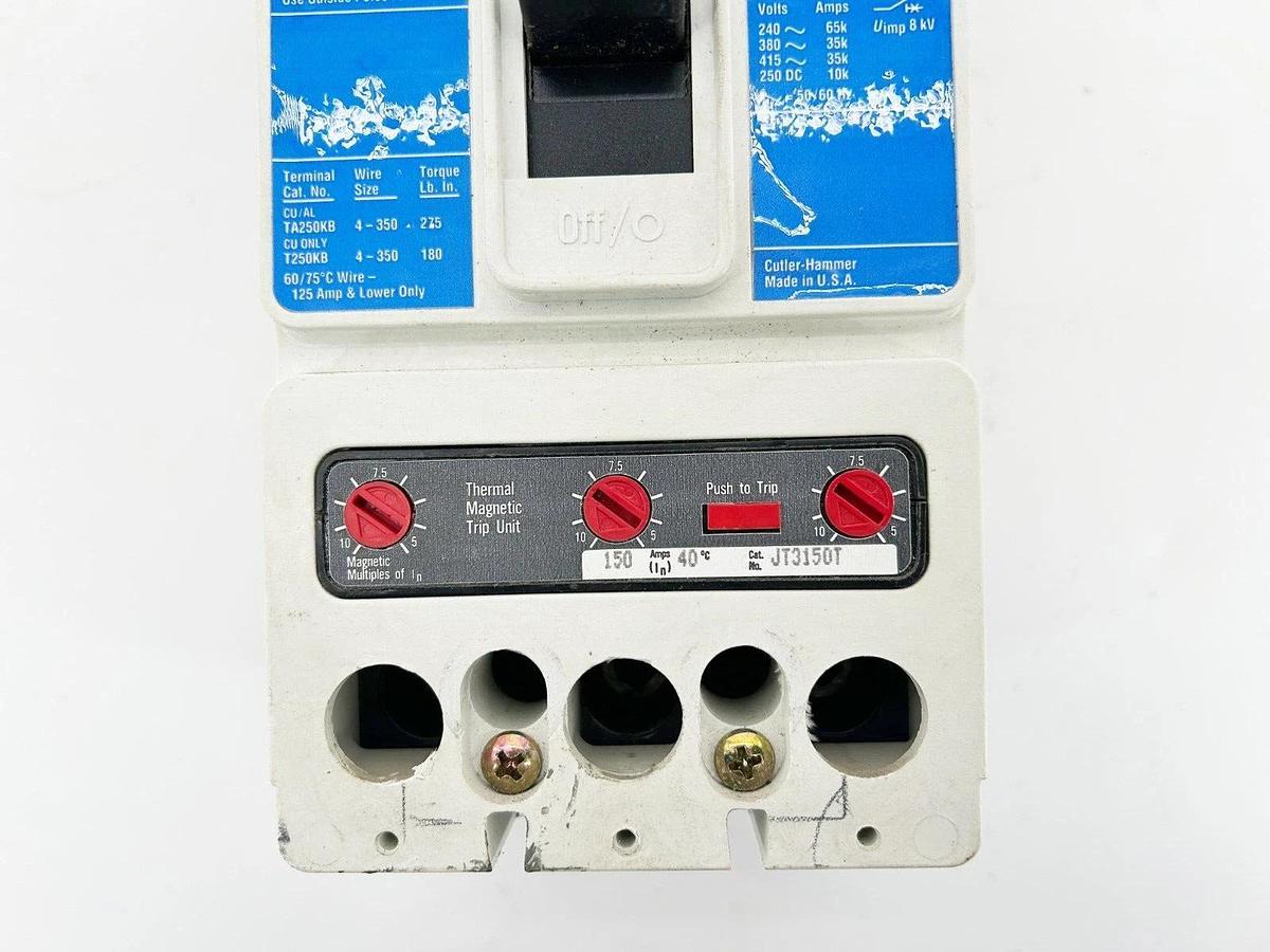 Used Cutler Hammer JD3150 Circuit Breaker 150A 3P 600VAC 250VDC JD3250F + JT3150T