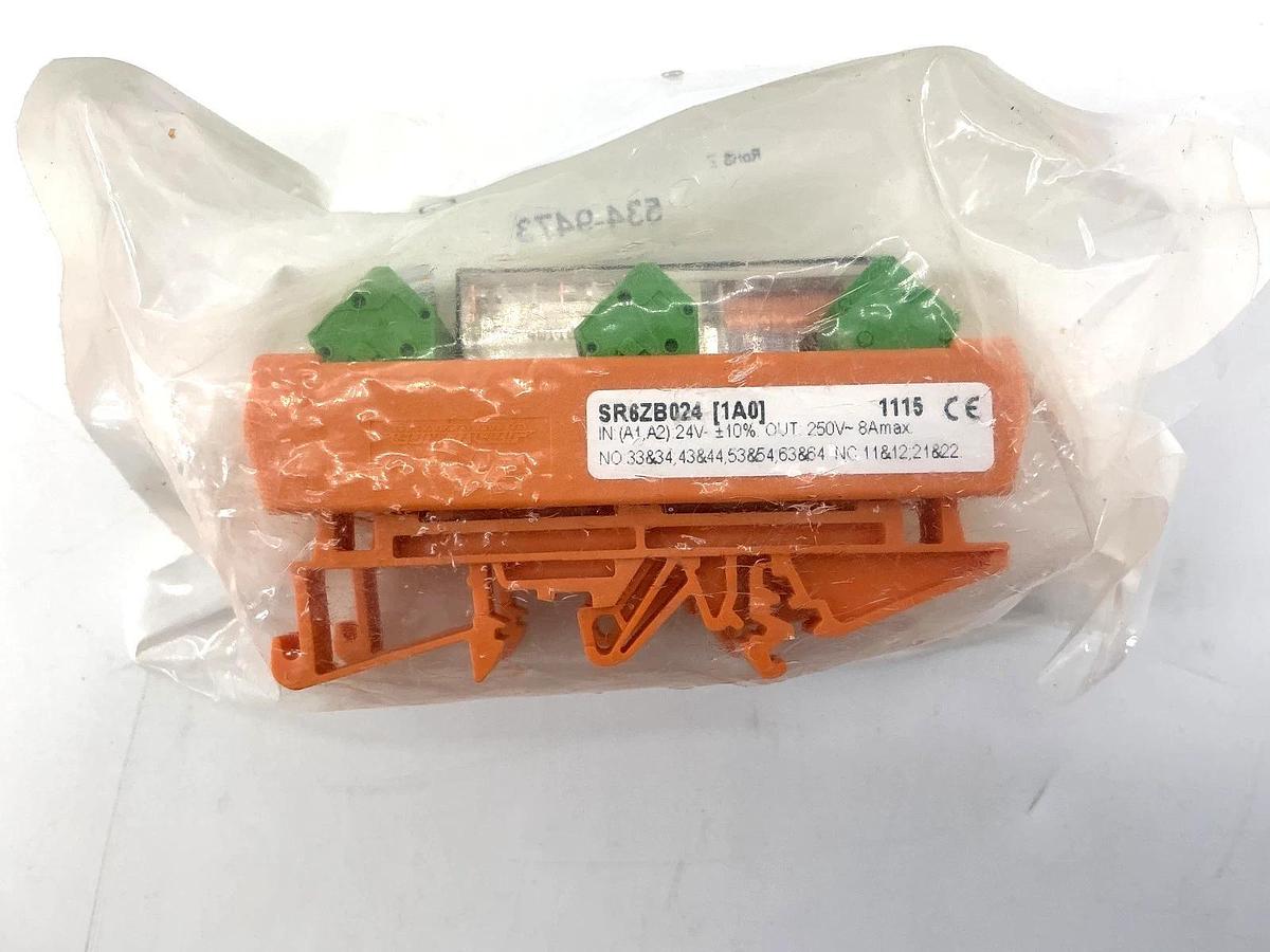 New Schrack SR6ZB024 Safety Relay DIN Rail 8A 250VAC 24VDC 534-9473