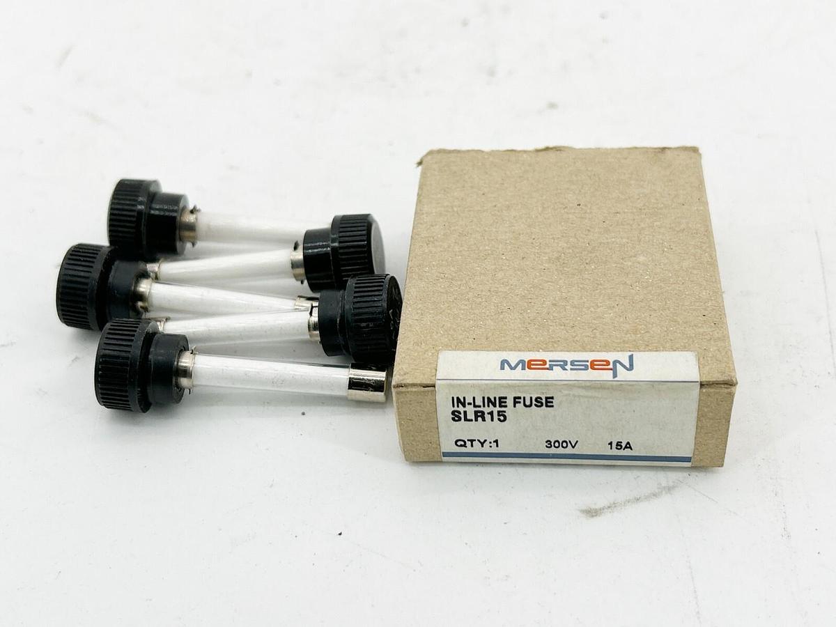 New Lot of 5 Mersen SLR-15 Glass Fuse 15A 300V