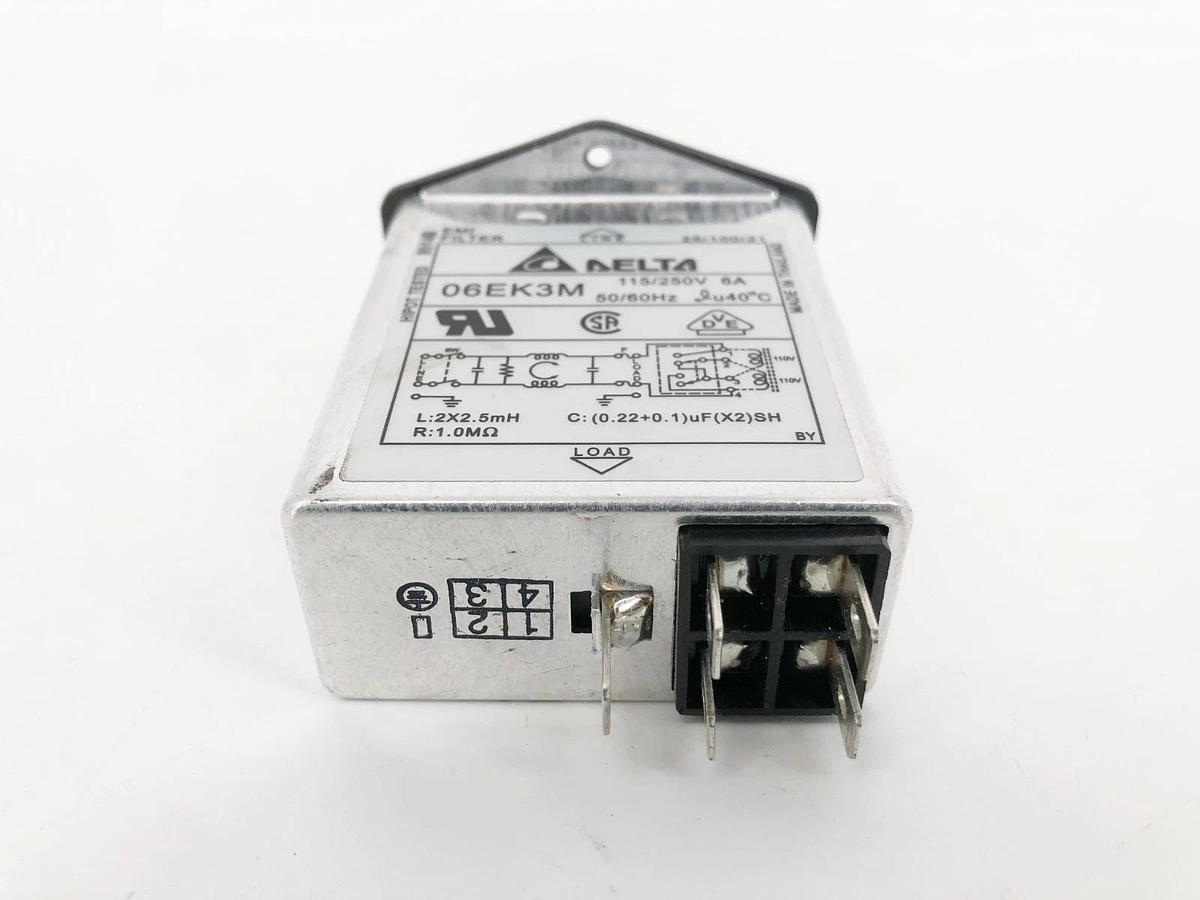 New Delta 06EK3M Power Entry Module EMI Filter 115/250V 6A - No Box