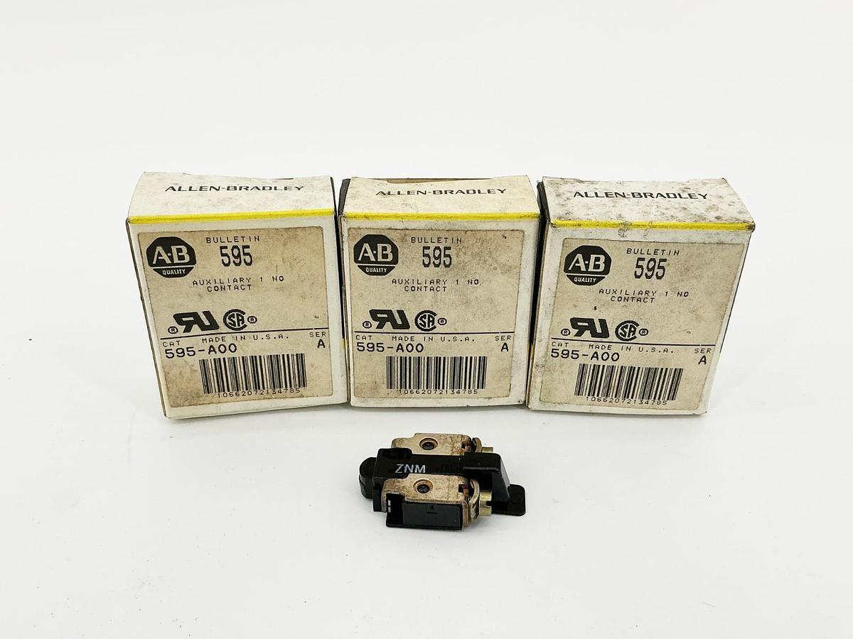 New Lot of 3 Allen Bradley 595-A00 Auxiliary Contact