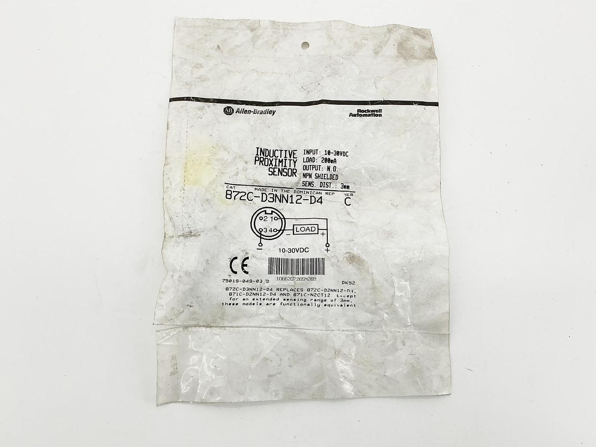 New Allen Bradley 872C-D3NN12-D4 Inductive Proximity Sensor 30VDC 3MM Sens Ser.C