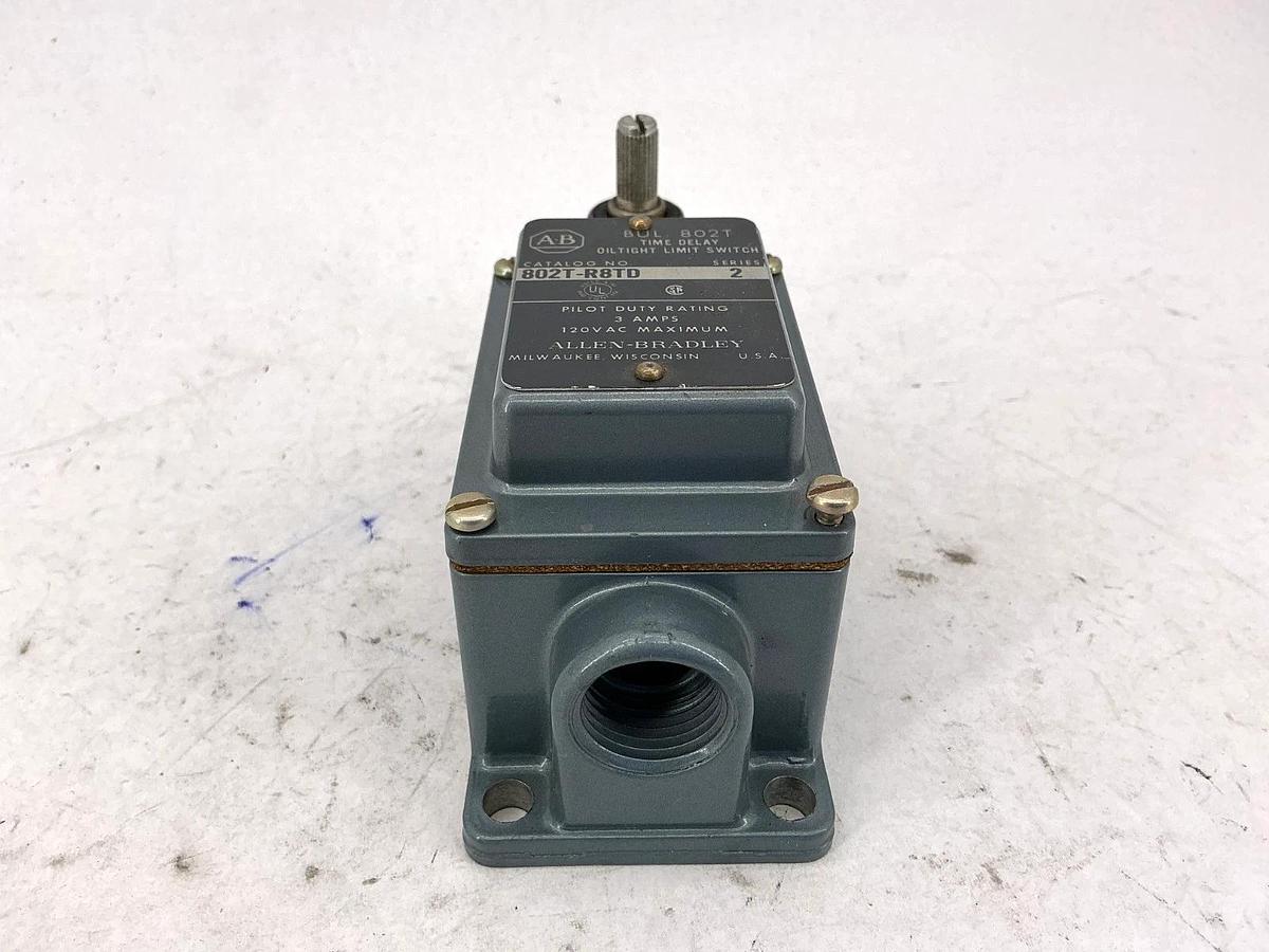 Used Allen Bradley 802T-R8TD Ser 2 Oiltight Limit Switch Time Delay 3A 120V Max