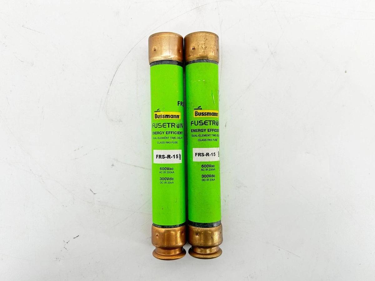 New Lot 2 Bussmann FRS-R-15 Time Delay Fuse 600VAC 300VDC 15A