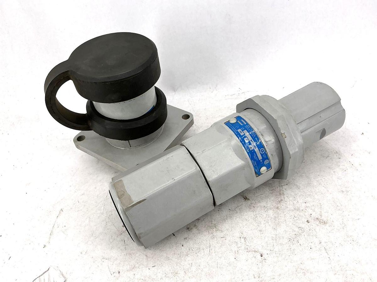 Used Crouse Hinds NR632 & NPJ6384 Pin & Sleeve Plug 2W 3P 60A 250VDC 600VAC