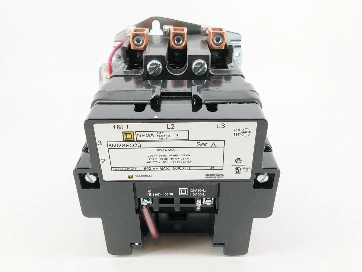 New Square D 8502SEO2V02S AC Magnetic Contactor NEMA 2 110/120V 3P 3PH