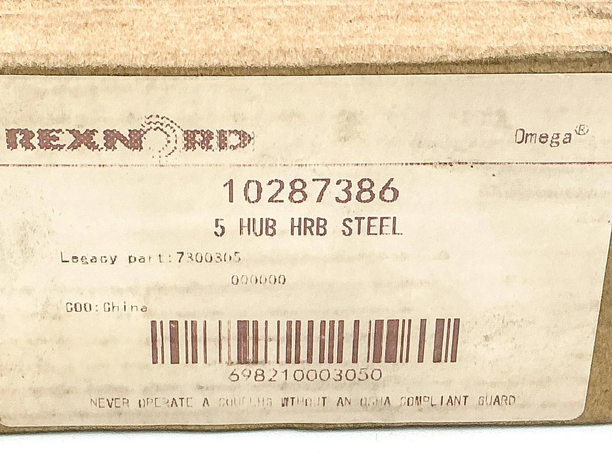 New Rexnord Omega 10287386 5 Hub HRB Steel 7300305