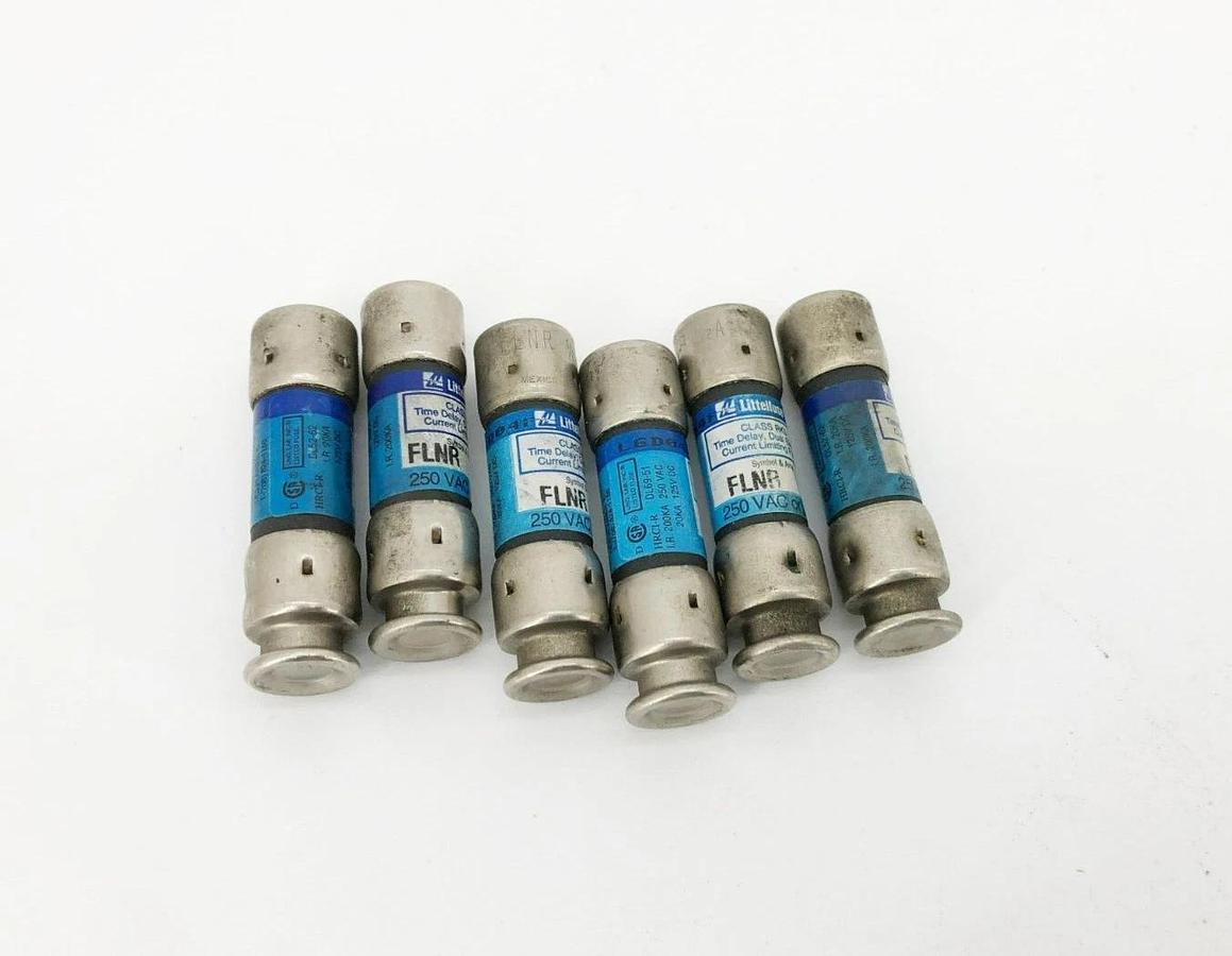 Lot of 6 New Littelfuse FLNR 1/2A Time Delay Fuses 250VAC 1/2A