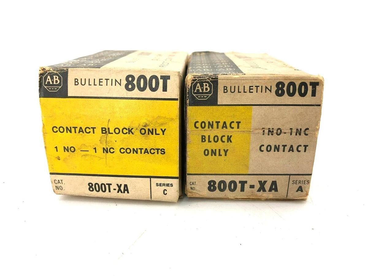 Lot of 2 New Allen Bradley 800T-XA Contact Blocks 1 NO - 1 NC Series A, Series F