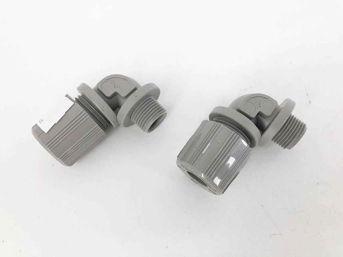 Lot of 2 New Woodhead 1300980035 Cable Grips 90° Nylon 3/8" NPT Gray - No Box