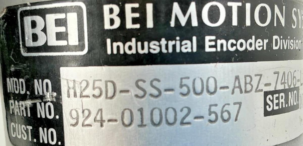 Used BEI H25D-SS-500-ABZ-7406-LED-EM16 Encoder 7 Pin