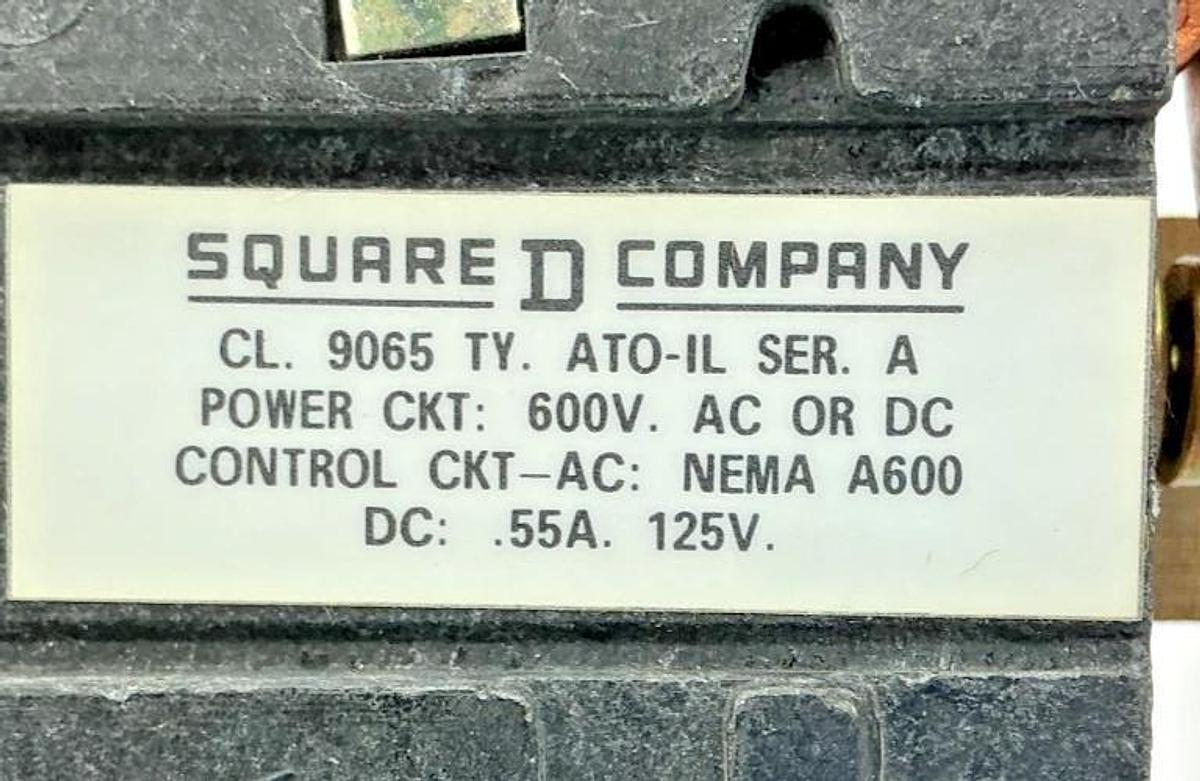 New Square D 9065ATO-1L Ser A Thermal Overload Relay Bimetallic 45A 600V 78043