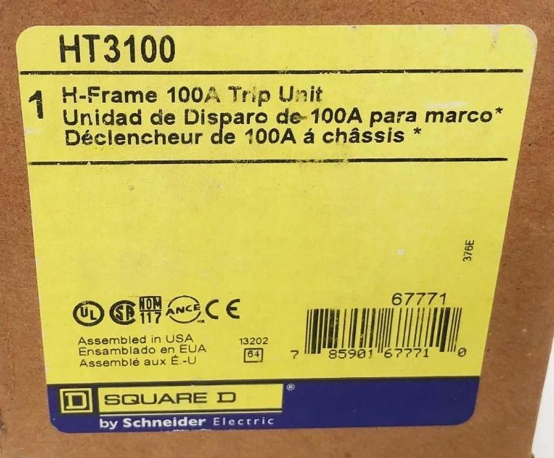 New Square D HT3100 H-Frame Trip Unit 100A