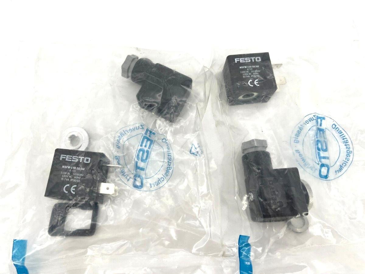 Lot of 2 New Festo MSFW-110-50/60 6720 Solenoid Coils 110/120VAC 50/60Hz 9/7VA