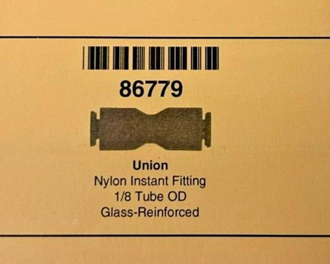 Lot of 5 New Lawson 86779 Unions, 1/8" OD, Glass Reinforced Nylon