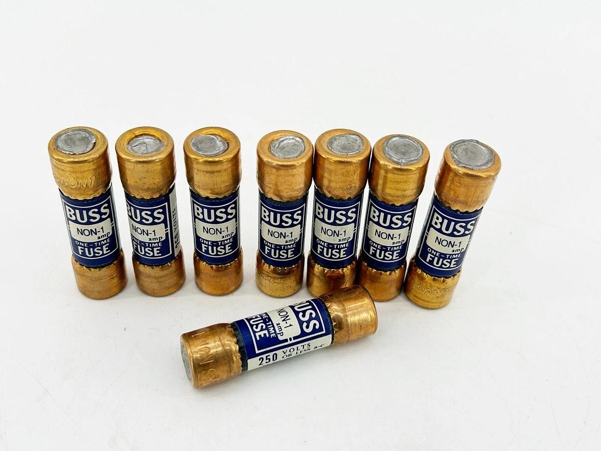New Lot of 8 Bussmann NON-1 One Time Fuse 1A 250V