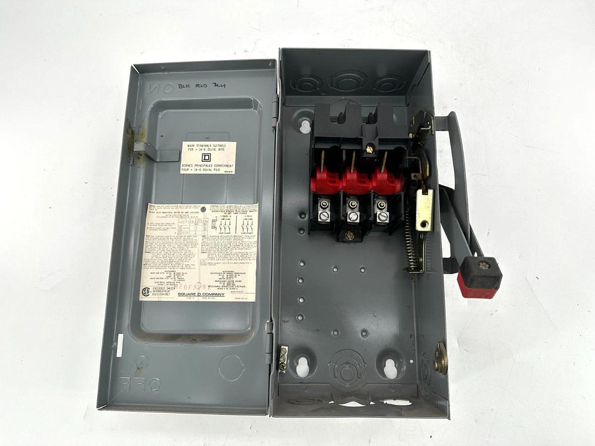 Used Square D H20F5791 Fusable Safety Disconnect 30A 600V 3P