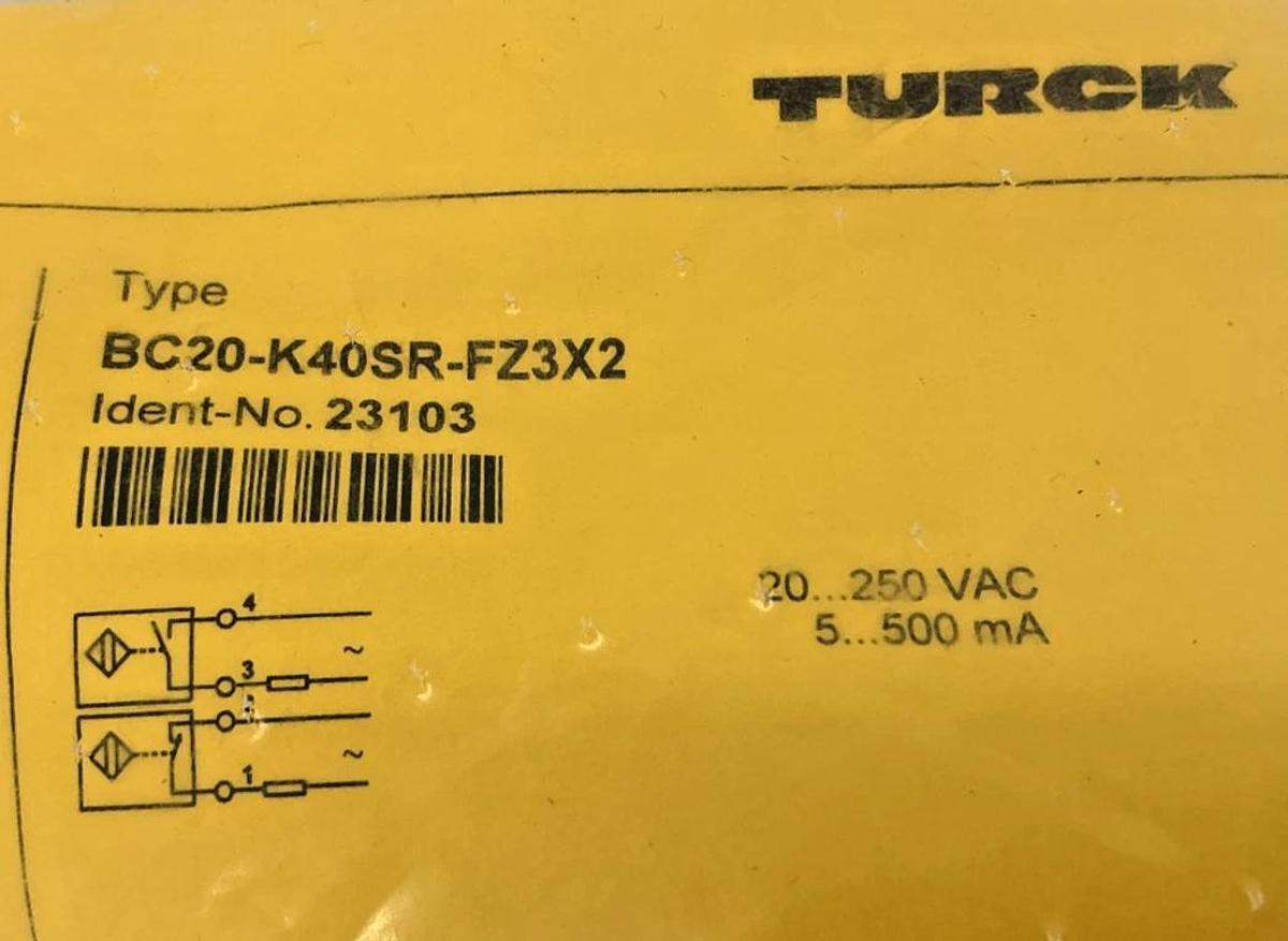 New Turck BC20-K40SR-FZ3X2 Capacitive Prox Sensor Sn=20mm 20-250VAC 23103
