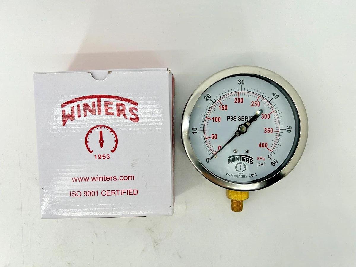 New Winters P3S6010 Pressure Gauge 0-60PSI 1/4" MNPT 4.5" Dial