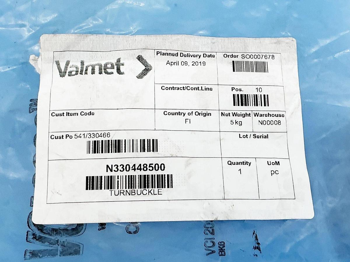 New Valmet N330448500 Turn Buckle 316 SS DWG 35MM