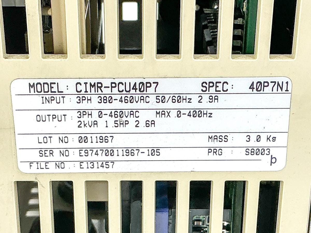 Used Saftronics CIMR-PCU40P7 AC Inverter 3PH 460V 50/60Hz 2.9A