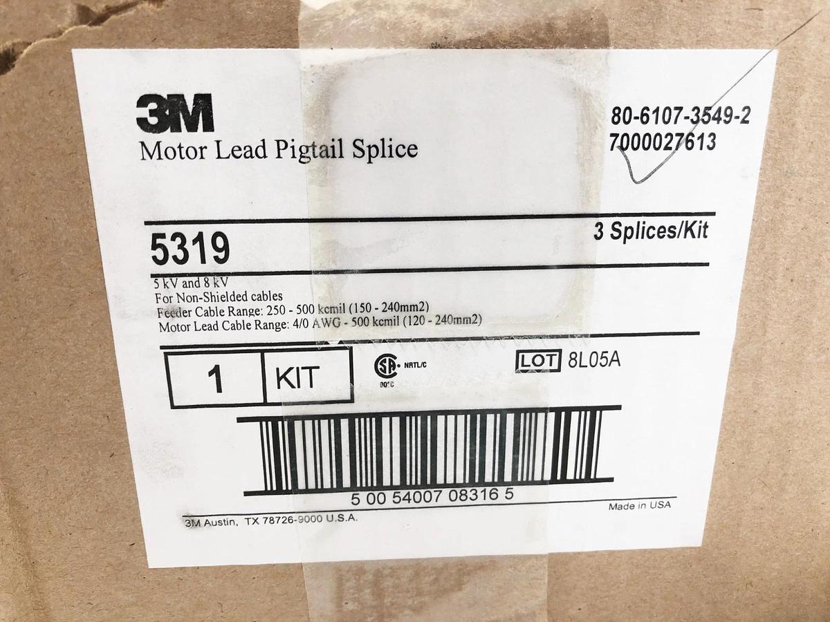 New 3M 5319 Motor Lead Pigtail Splice 5KV and 8KV (3 Splices)