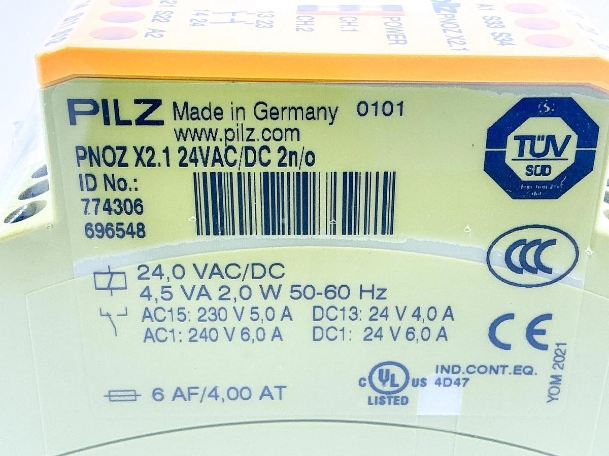 New Pilz PNOZ X2.1 24VAC/DC 2N/O Safety Relay 774306