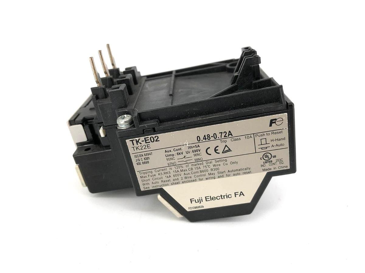 New Fuji Electric TK-E02-72 Thermal Overload Relay 0.48-0.72A - No Box