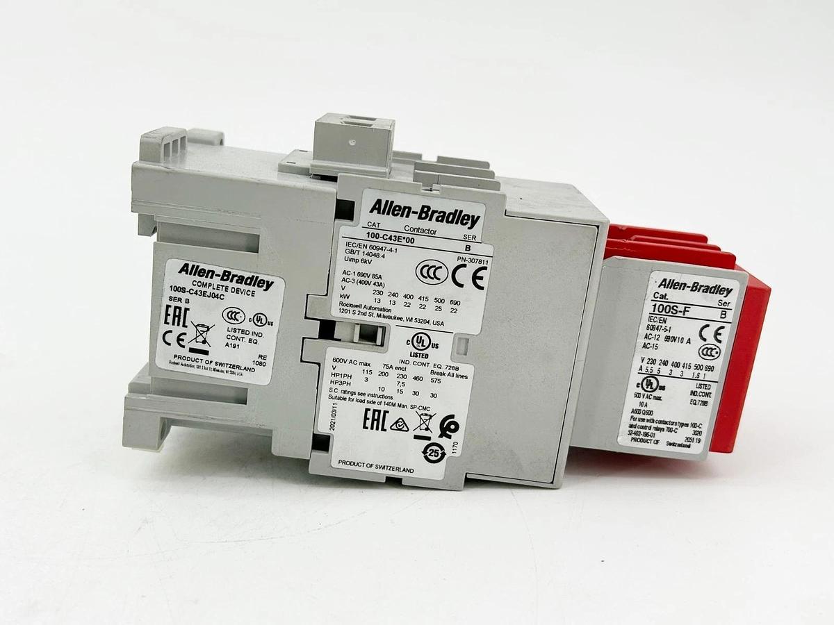 New Allen Bradley 100S-C43EJ04C Safety Contactor 43A 24VDC Ser.B