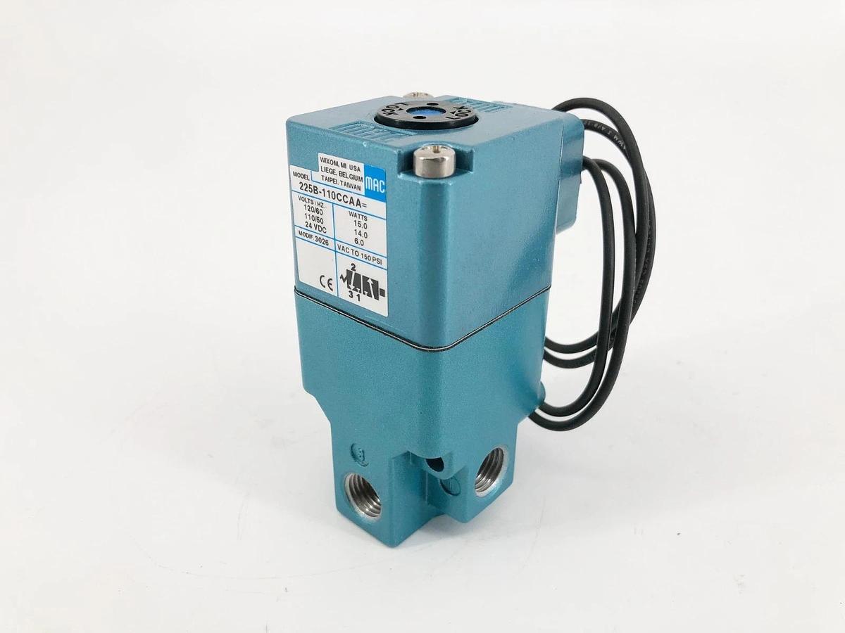 New MAC Valves 225B-110CCAA Solenoid Valve 110/120V 3/2-Way