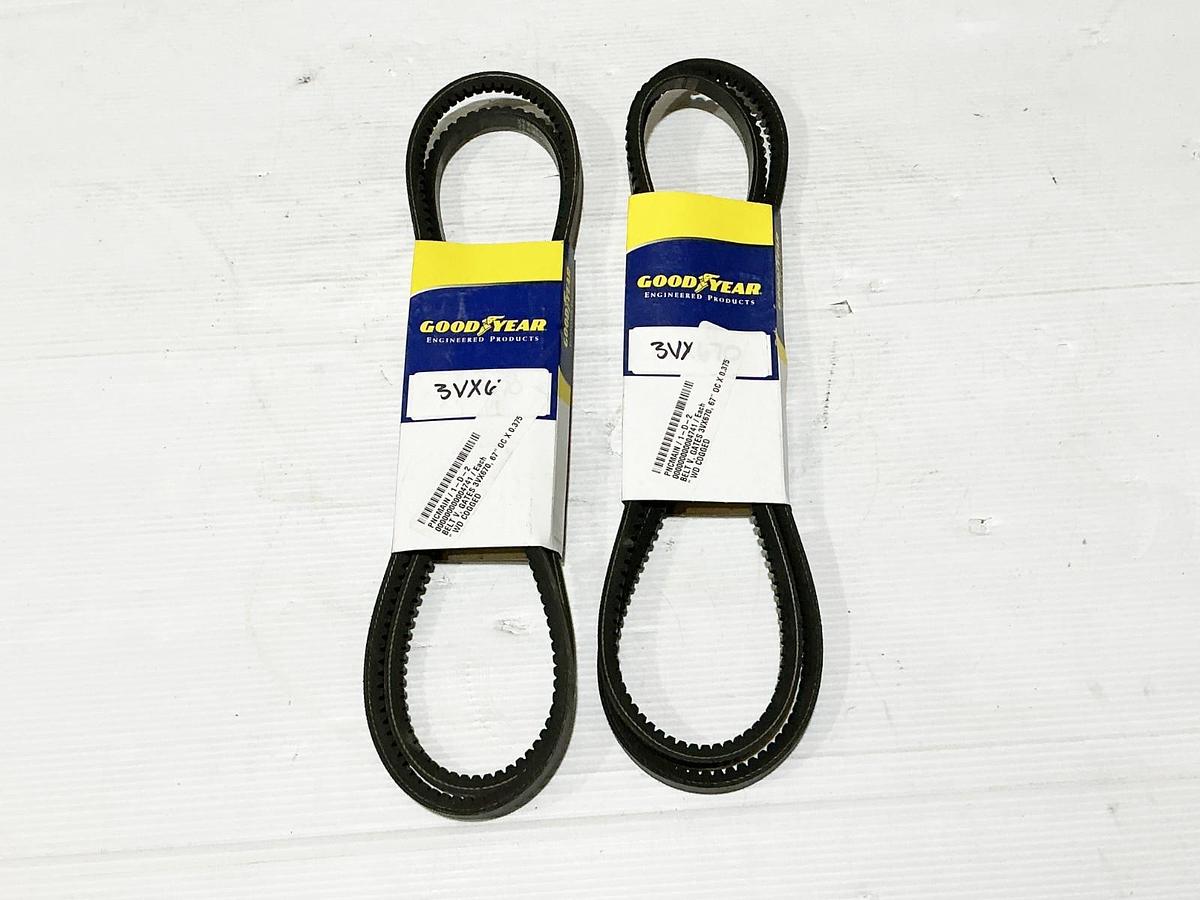 New lot of 2 Goodyear 3VX670 Cogged V-Belt 67" OD 3/8"Width 1 Rib- No Box
