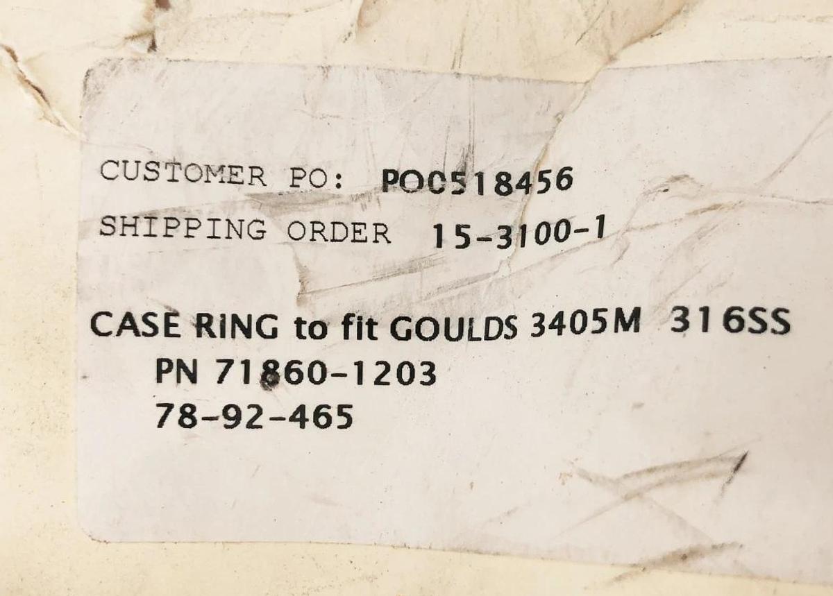 New 71860-1203 Case Ring for Goulds 3405M 316SS 5X8-12/14DV - No Box