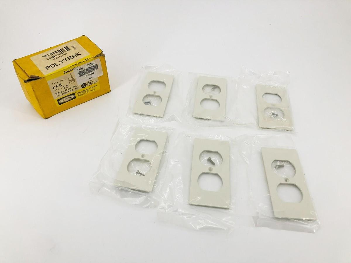 Lot of 6 New Hubbell KP8 Nonmetal 1 Gang Duplex Face Plate Receptacles 5D649