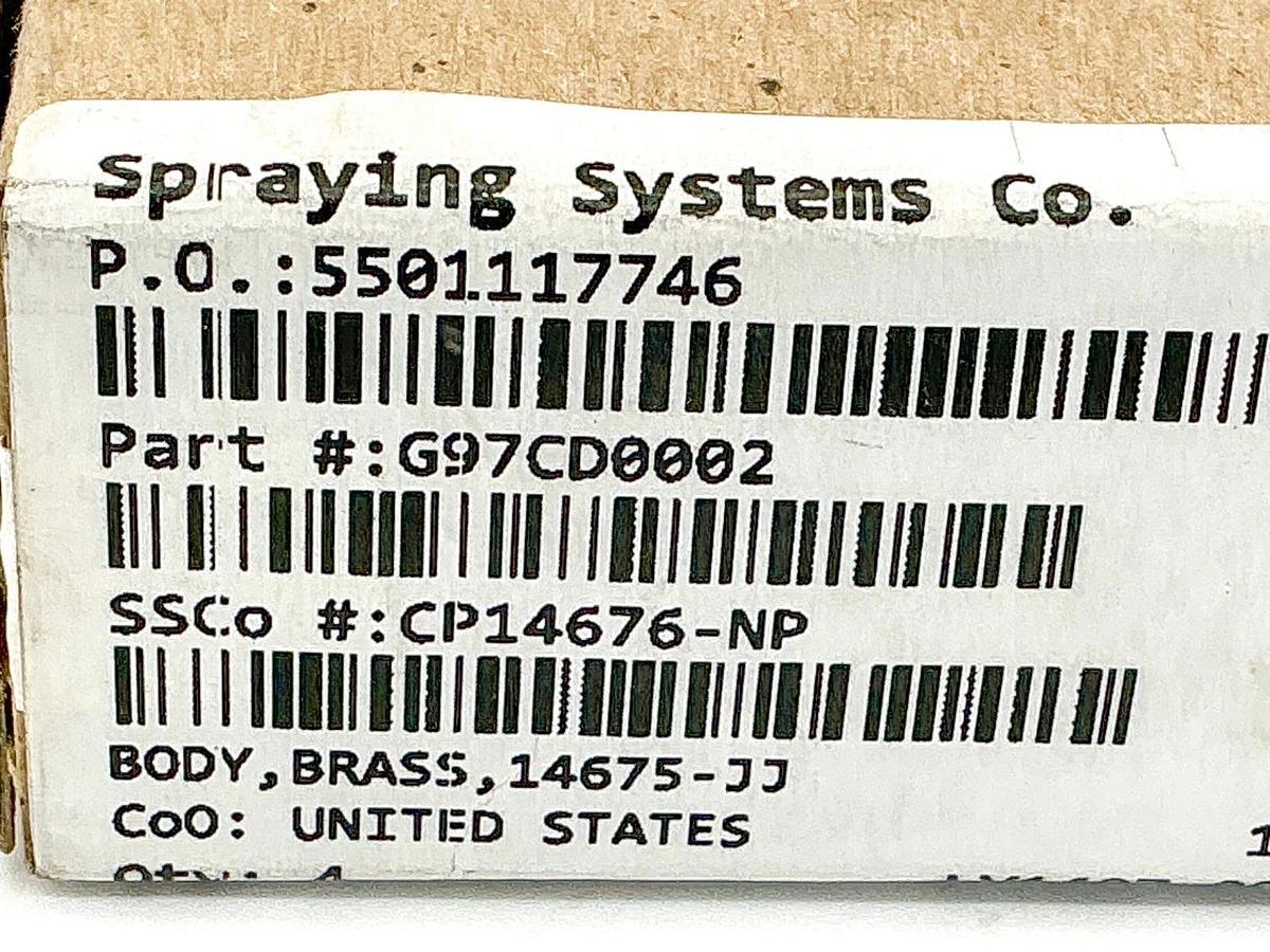 New Spraying Systems CP14676-NP Brass Body Air Atomizing Nozzle 14675-JJ