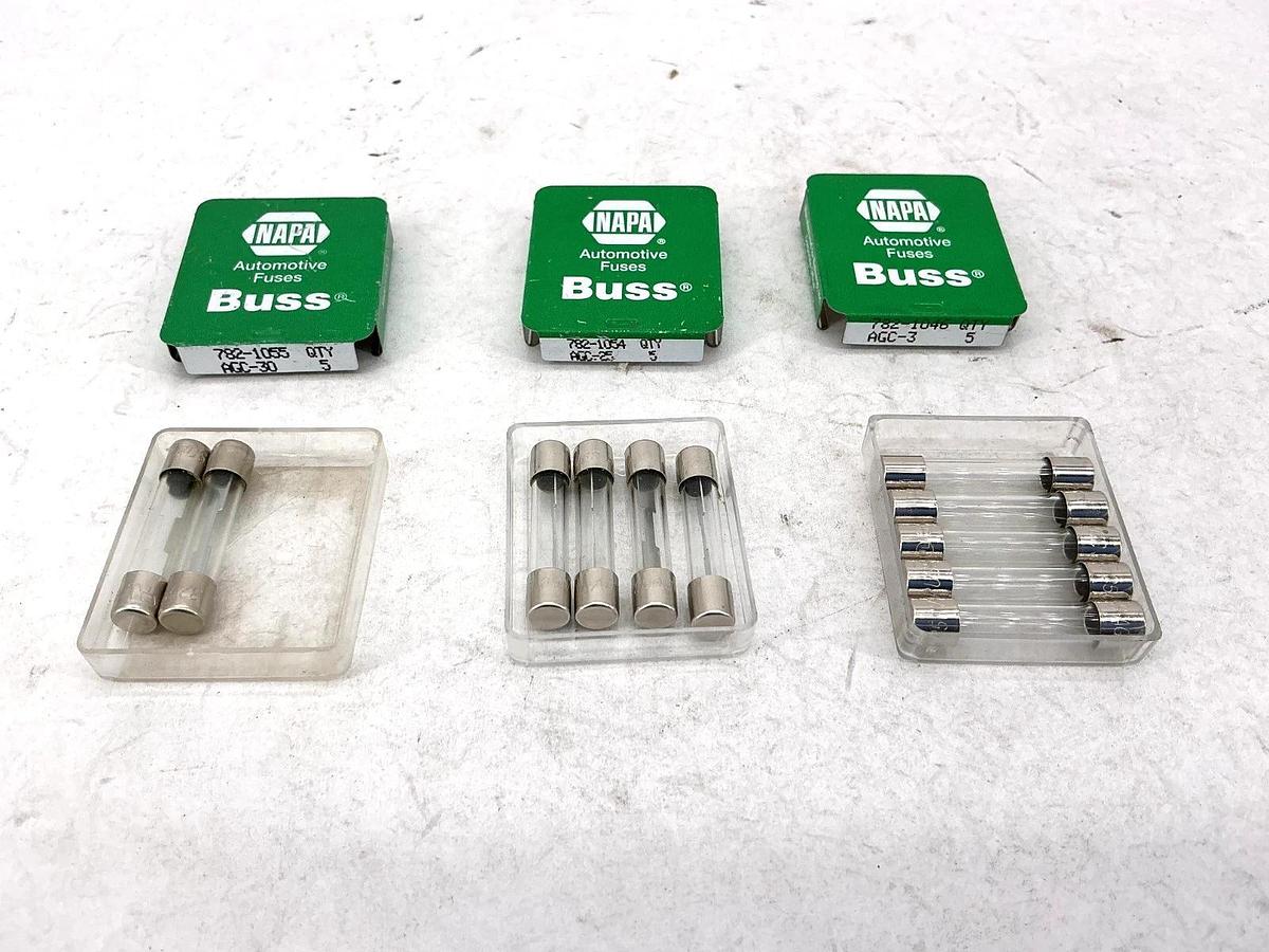 Lot of 11 Napa AGC Automotive Fuses AGC-3, AGC-25 & AGC-30