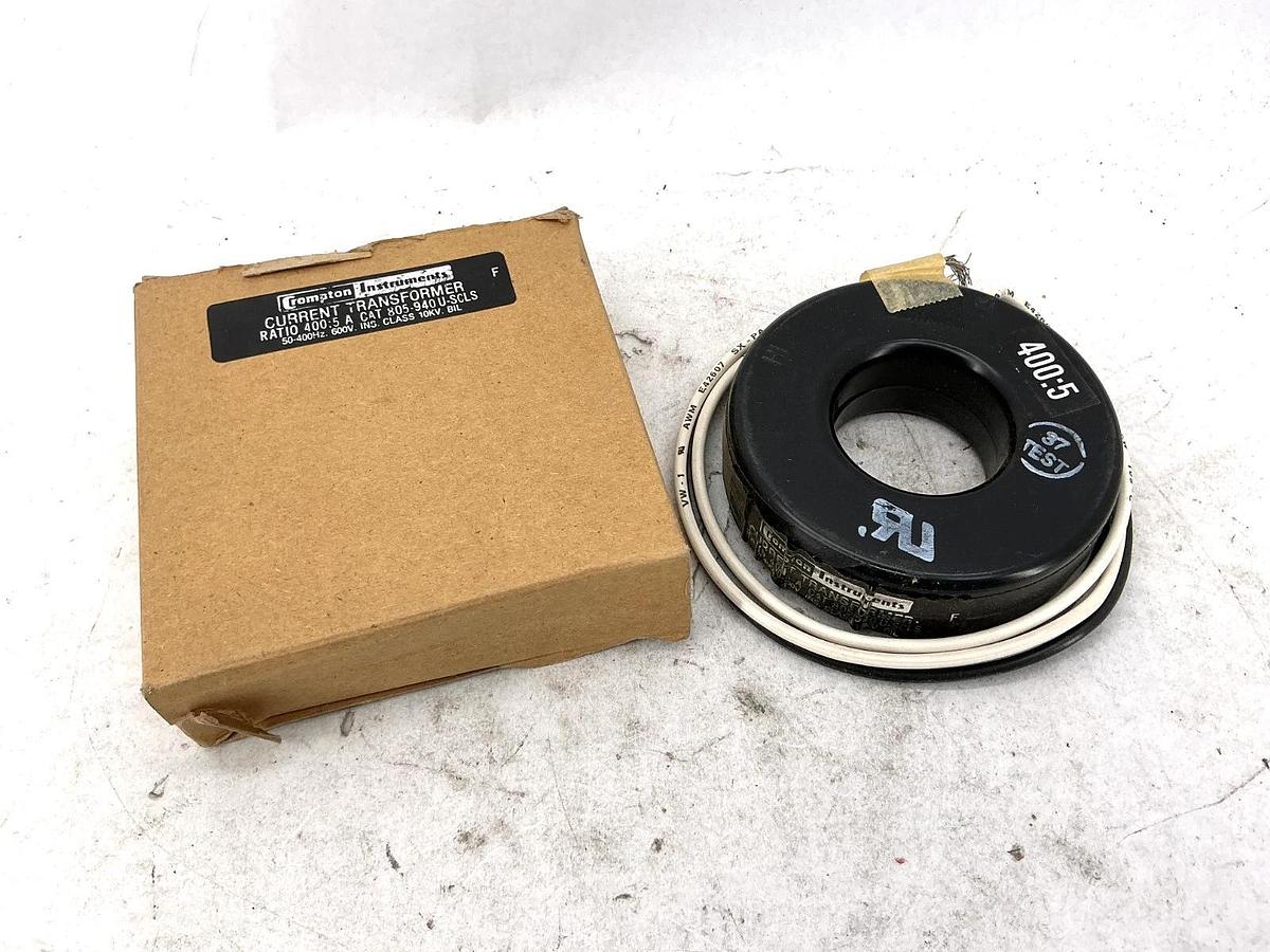 New Crompton Instruments 805-940U-SCLS Current Transformer Ratio 400:5 600V