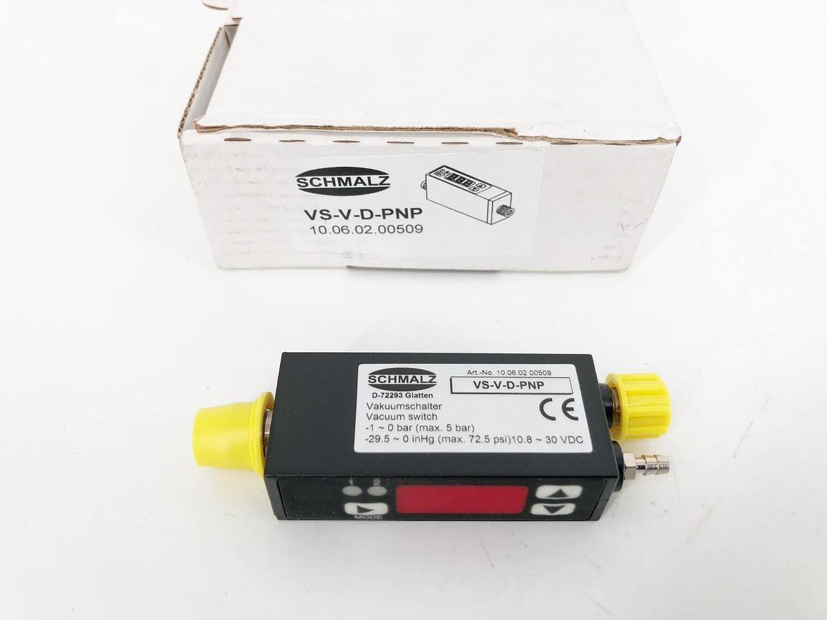 New Schmalz VS-V-D-PNP Pressure Switch -1 - 0 bar 10.8-30VDC 10.06.02.00509