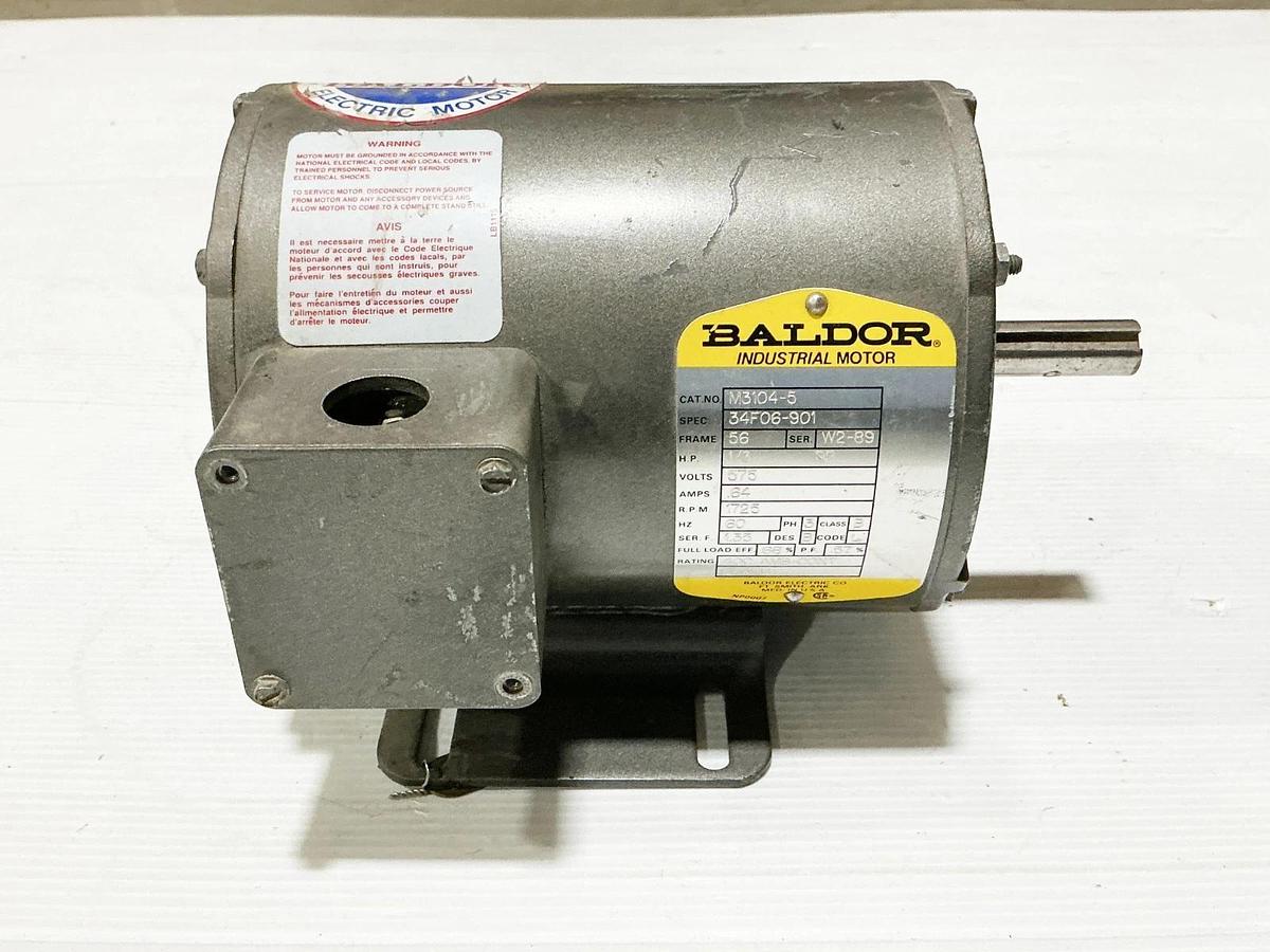 New Baldor M3104-5 Electric Motor 1/3HP 575V 1725RM .64A 3PH 34F06-901 -No Box